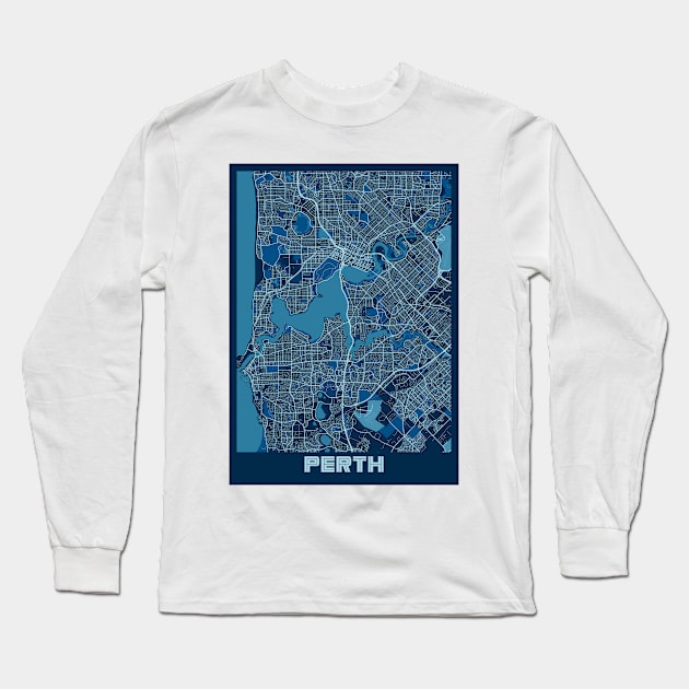 Perth - Australia Peace City Map Long Sleeve T-Shirt by tienstencil